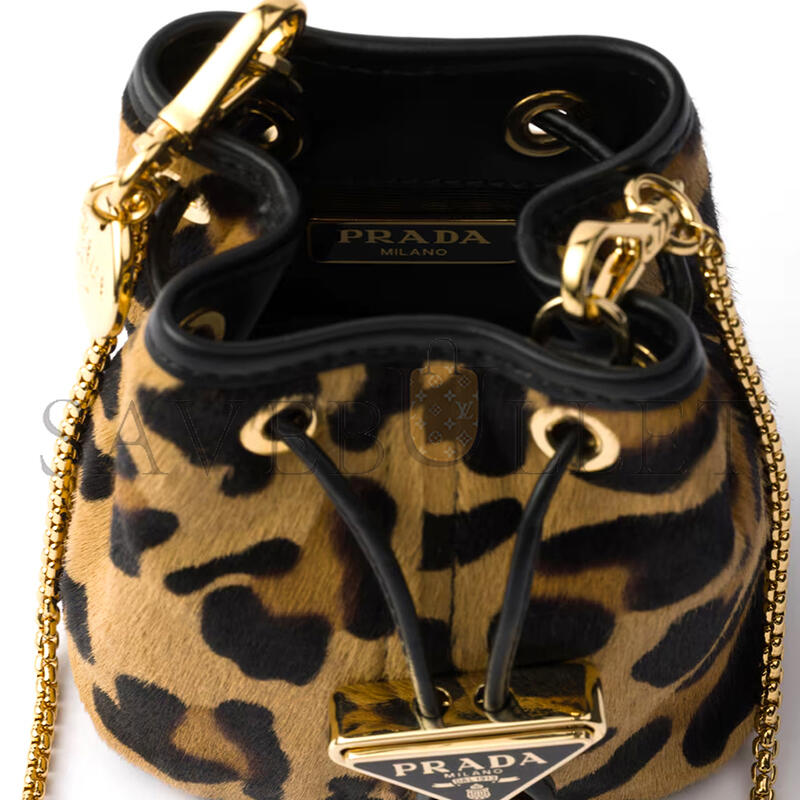 Pra*a printed leather mini pouch 1nr016 (9.5*9*6cm)